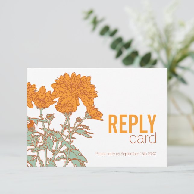Boda crisantemo naranja boda RSVP código QR (Anverso de pie)
