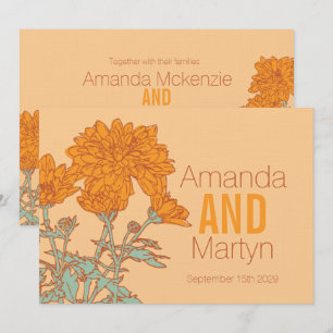 Boda crisantemo naranja otoño invitaciones a la bo