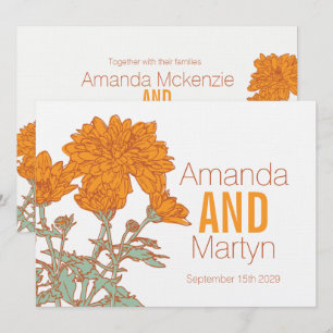Boda crisantemo naranja otoño invitaciones a la bo