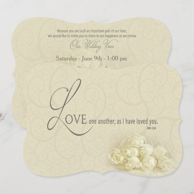 Boda cristiano de renovación vota invitación - Ros (Anverso / Reverso)
