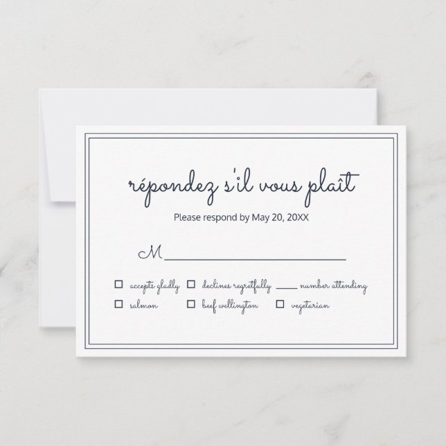 Boda Cursiva Simple minimalista RSVP (Anverso)