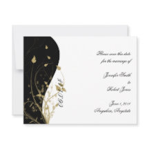 Boda curvada floral de oro Guardar la tarjeta de f