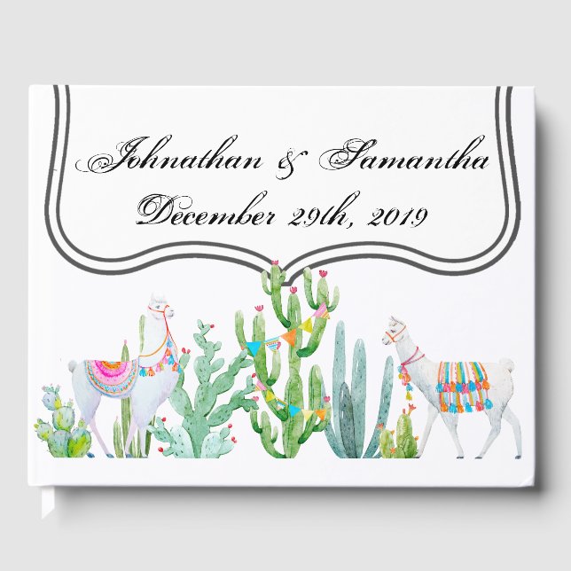 boda de 122 páginas libro de visitas Boho Llama Bo (Anverso)