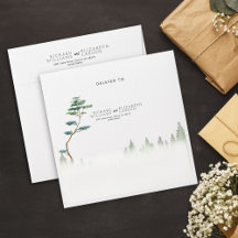 Boda de Acuarela de la Montaña de la Flor Silvestr