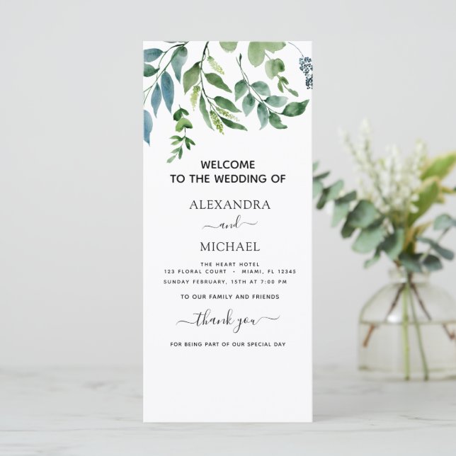 Boda de acuarela de la vegetación botánica (Anverso de pie)