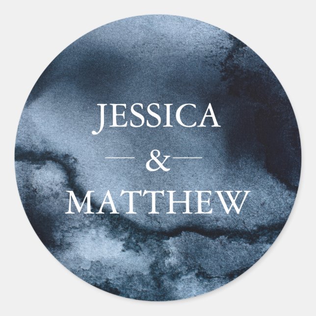 Boda de acuarela negra Gracias pegatinas (Anverso)