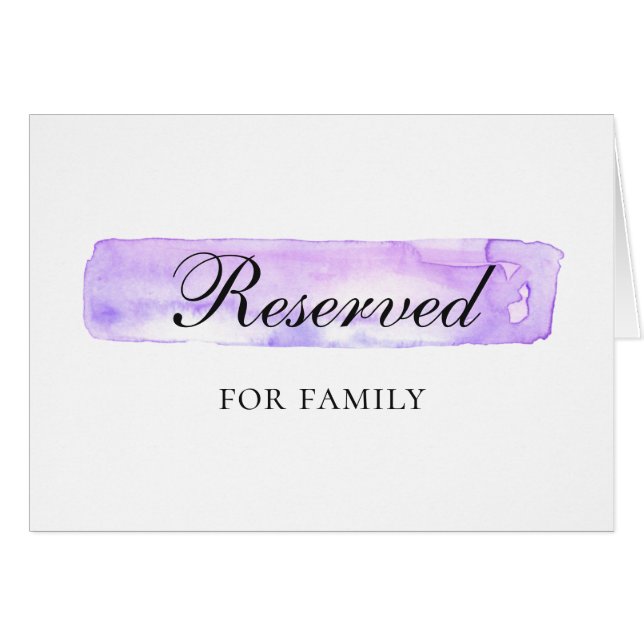 Boda de acuarela púrpura. Señal de reservado simpl (Anverso (Horizontal))