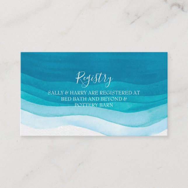 Boda de acuarela verde azulada | Tarjeta de regist (Anverso)