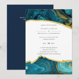 Boda de Agante de Oro Azul Peacock verde azulado