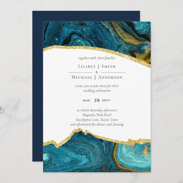 Boda de Agante de Oro Azul Peacock verde azulado (Anverso / Reverso)