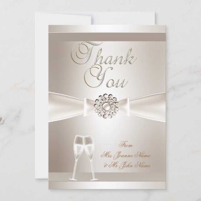 Boda de agradecimiento Damask Crema Blanco Champán (Anverso)