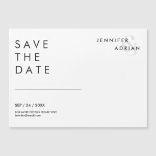 Boda de Ahorro de Fecha Minimal Blanco Horizontal