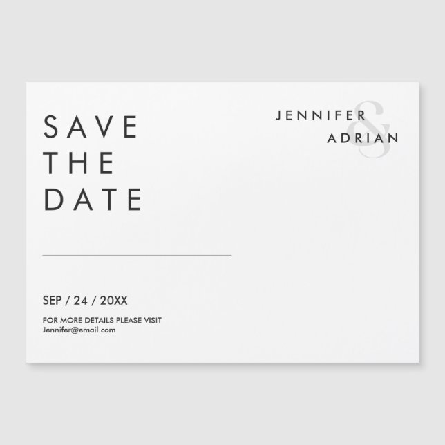 Boda de Ahorro de Fecha Minimal Blanco Horizontal  (Anverso)