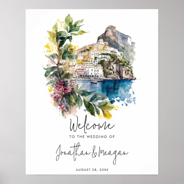 Boda de Amalfi Costa de Italia poster de señal de  (Frente)