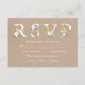Boda de amor floral RSVP - fondo cambiable