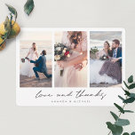 Boda de amor y agradecimiento multiCollage de foto<br><div class="desc">Esta simple moda de tres bodas de collage de fotos gracias a la plantilla de tarjeta presenta un aspecto moderno y nítido. Hemos elegido esquinas redondeadas como forma predeterminada, pero se puede cambiar fácilmente a esquinas nítidas, ya que ese aspecto también funciona muy bien con este diseño. Le hemos dado...</div>