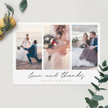Boda de amor y agradecimiento multiCollage de foto<br><div class="desc">Esta simple moda de tres bodas de collage de fotos gracias a la plantilla de tarjeta presenta un aspecto moderno y nítido. Hemos elegido esquinas redondeadas como forma predeterminada, pero se puede cambiar fácilmente a esquinas nítidas, ya que ese aspecto también funciona muy bien con este diseño. Le hemos dado...</div>
