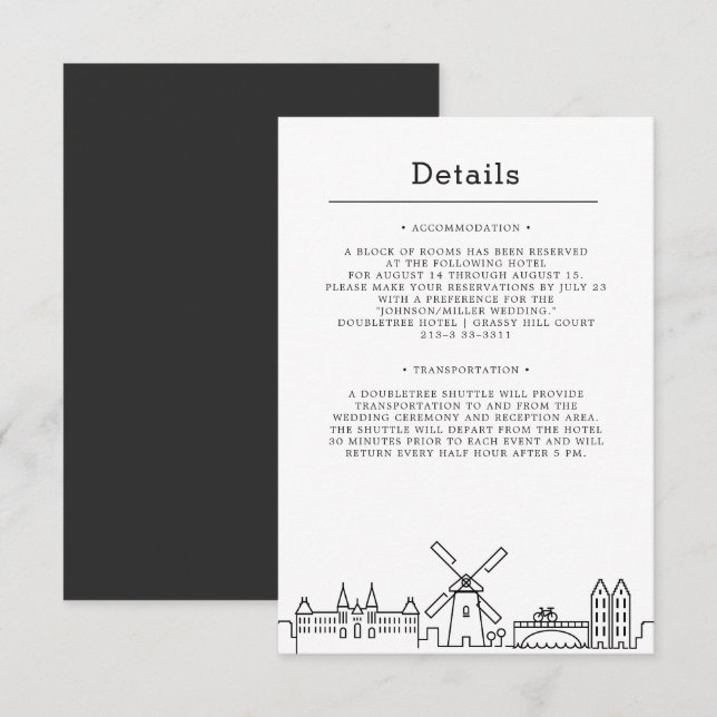 Boda de Ámsterdam | Invitación a detalles de invit (Anverso / Reverso)