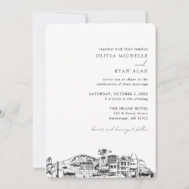 Boda de Anchorage Elegant Skyline Invitación