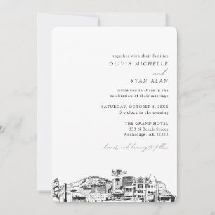 Boda de Anchorage Elegant Skyline Invitación