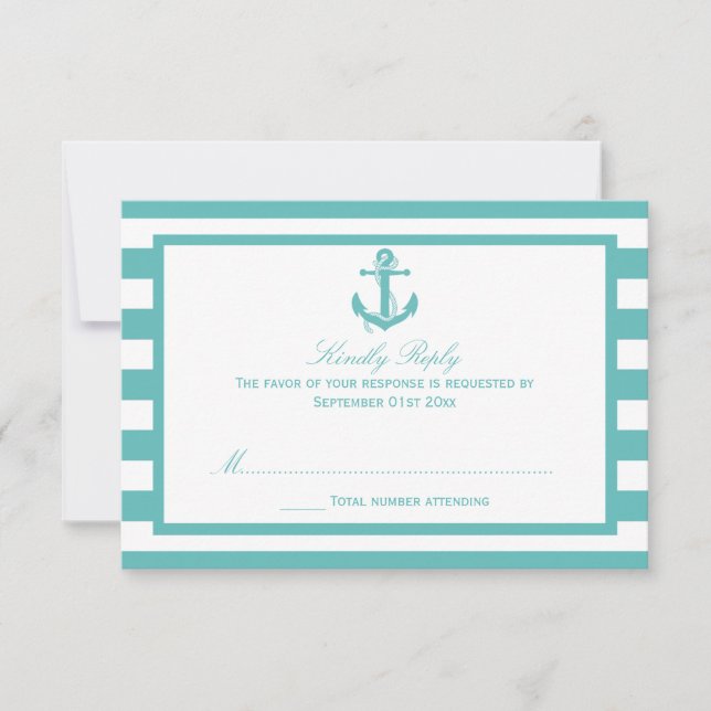 Boda de Anclaje de banda de turquesa náutica RSVP (Anverso)
