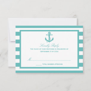 Boda de Anclaje de banda de turquesa náutica RSVP