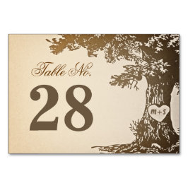 Boda de árbol antiguo Número de tarjetas de tabla
