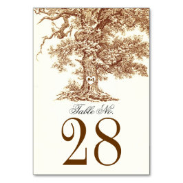 Boda de árbol antiguo Número de tarjetas de tabla