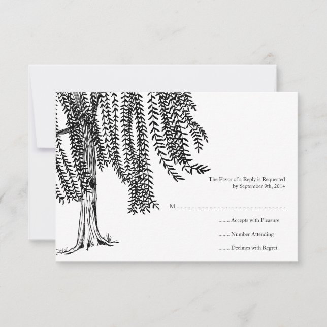 Boda de árbol blanco y negro salvaje RSVP (Anverso)