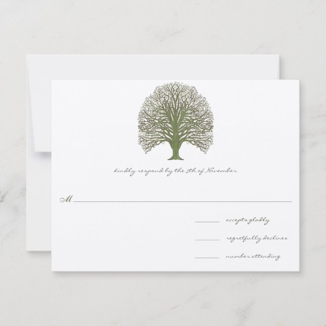 Boda de árbol de grano de madera verde RSVP (Anverso)