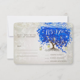 Boda de árbol de hoja de corazón azul real RSVP