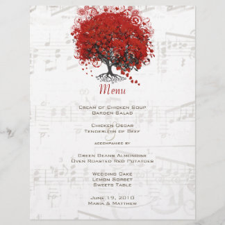 Boda de árbol de hojas del corazón rojo