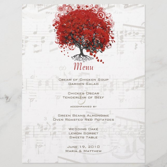 Boda de árbol de hojas del corazón rojo (Anverso)
