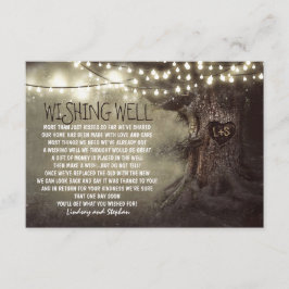 boda de árbol de luces que desea tarjetas rústicas