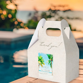 Boda de árbol de pam tropical retro Gracias Caja d