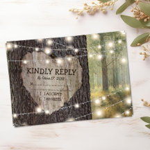 Boda de árbol del corazón tallado RSVP