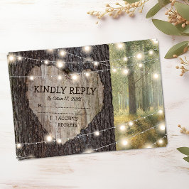 Boda de árbol del corazón tallado RSVP