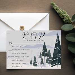 Boda de Árboles de Invierno con tarjeta RSVP de op