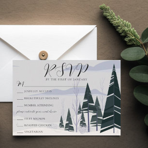Boda de Árboles de Invierno con tarjeta RSVP de op
