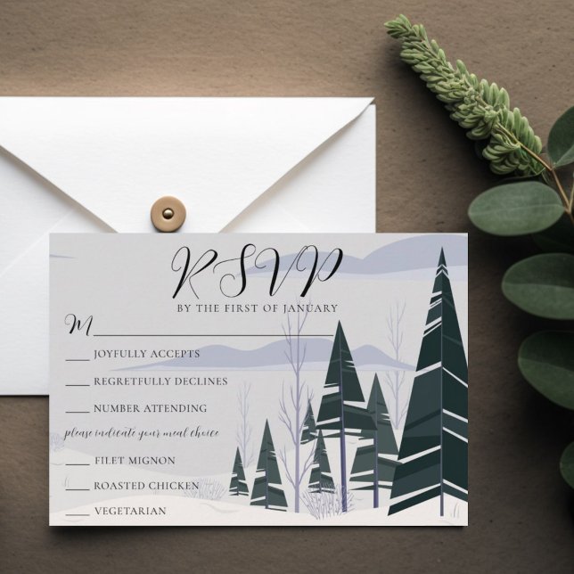 Boda de Árboles de Invierno con tarjeta RSVP de op (Subido por el creador)