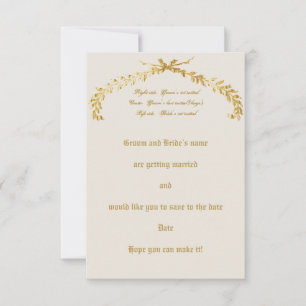 Boda de Arco de Hoja de Oro Guardar la Invitación 