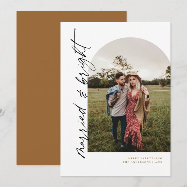 Boda de Arco Moderno y Tarjeta de Foto de recién c (Anverso / Reverso)