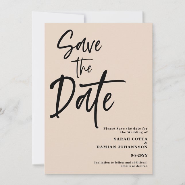 Boda de arena beige Guardar la tarjeta de fecha (Anverso)