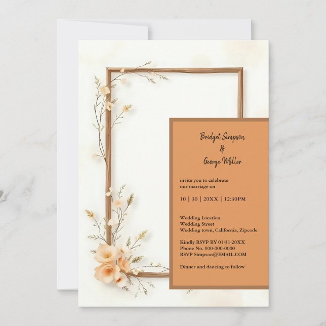 Boda de Armonía Floral Rústica de la Tierra (Anverso)