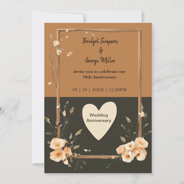 Boda de Armonía Floral Rústica de la Tierra (Anverso)