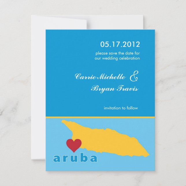 Boda de Aruba Guardar la Invitación de fecha (Anverso)