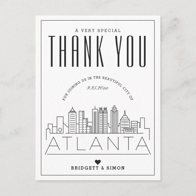 Boda de Atlanta | Gracias por venir! Postal (Anverso)