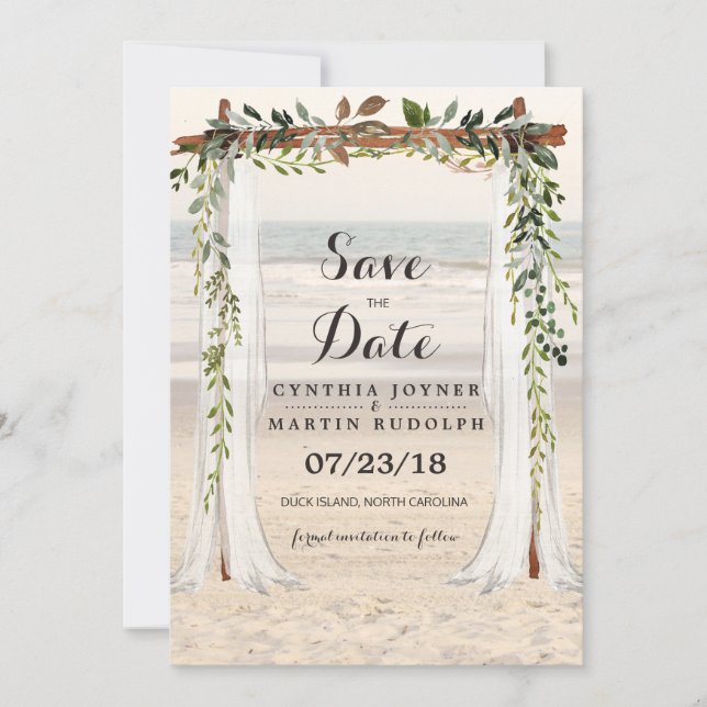 Boda de Beach Arbor Guardar la Invitación de Fecha (Anverso)