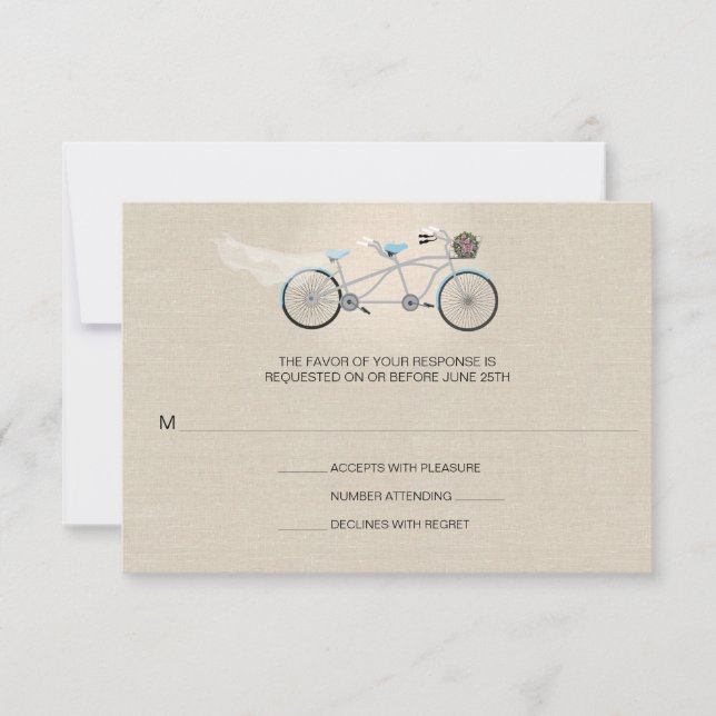 Boda de bicicleta tándem Faux Linen RSVP (Anverso)