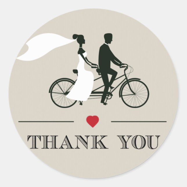 Boda de bicicletas de tándem Gracias Pegatinas (Anverso)
